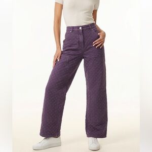 Urban Outfitters Wide-Leg Quilted Utility Pants Purple Size Extra Small Highrise